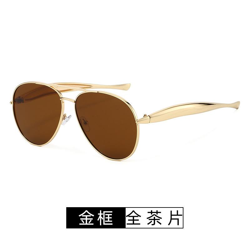 New Women's Trendy Large Frame Pilot Sunglasses Men's Retro Fashion Metal Glasses UV Protection Shades UV400 Eyewear