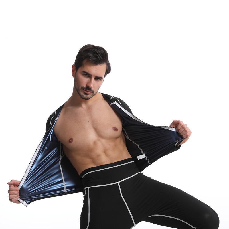 Silver Coated Neoprene Sauna Suit Set: Long Sleeve Top & Pants for Fitness