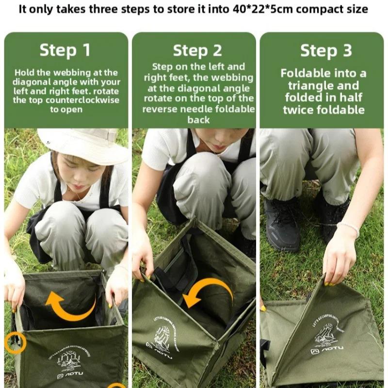 Portable Camping Trash Can, Foldable With Handle, Outdoor Multifunctional Large Capacity Storage Box, Travel Trash Can, Camping