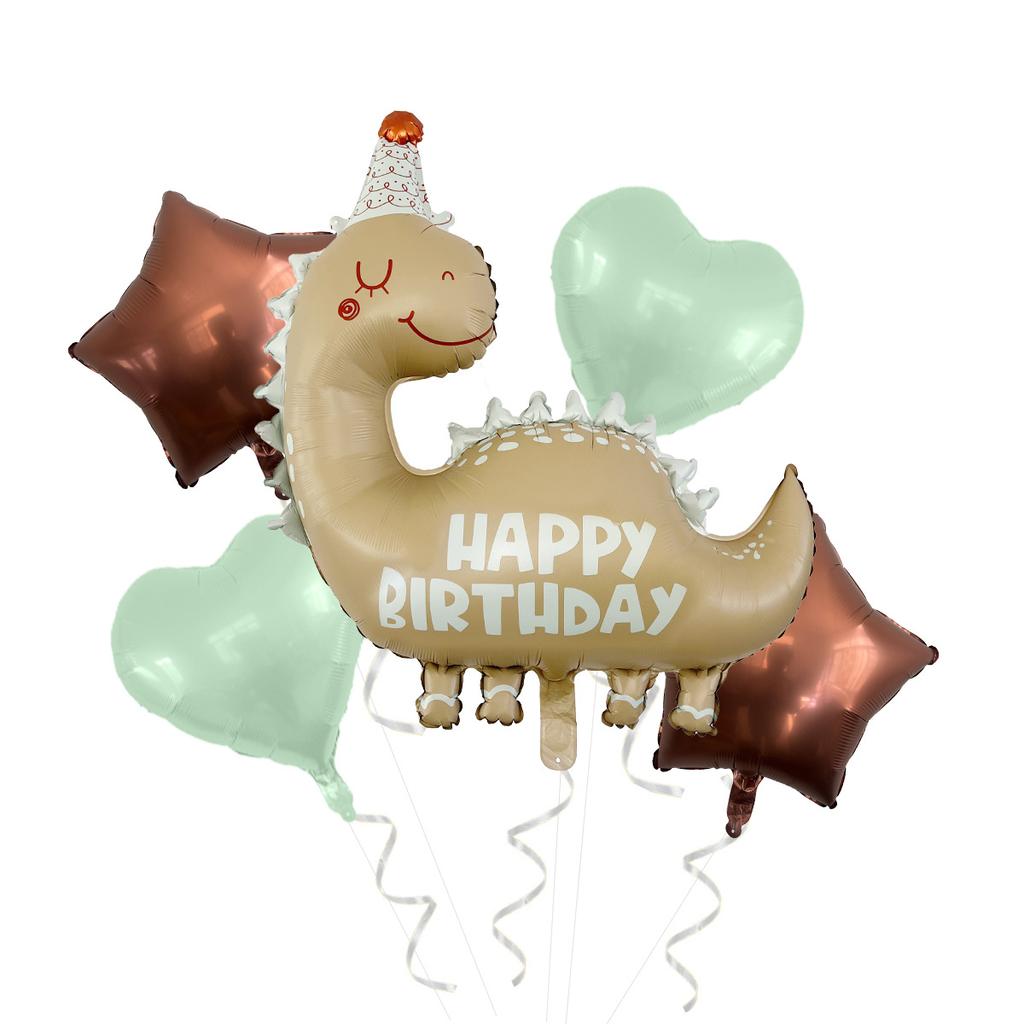 Matte Cartoon Dinosaurier Aluminiumfolienballon Paket Geburtstagsfeier Foto Hintergrund Arrangement Dinosaurier Ballon Paket