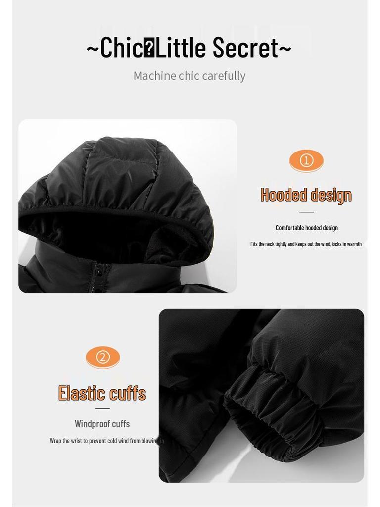 2025 Men's Winter Slim Fit Cotton Jacket with Removable Hood, Korean Style, Ribbed Trendy Design