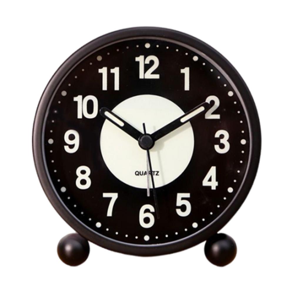 

Ночной ретро будильник с циферблатом и не тикающим двойным звонком, современный простой прикроватный будильник для спальни, гостиной, декора CN чёрный