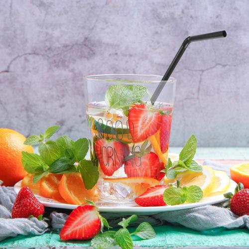 Garneck Disposable Straws, Black, 200 Straws, 21cm Long, Flexible Plastic, for Home and Commercial Use