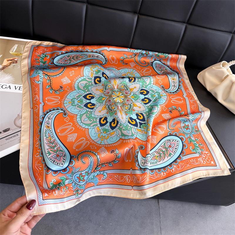 Fashionable Cashew Printed Silk Like Square Scarf For Women 66*70cm