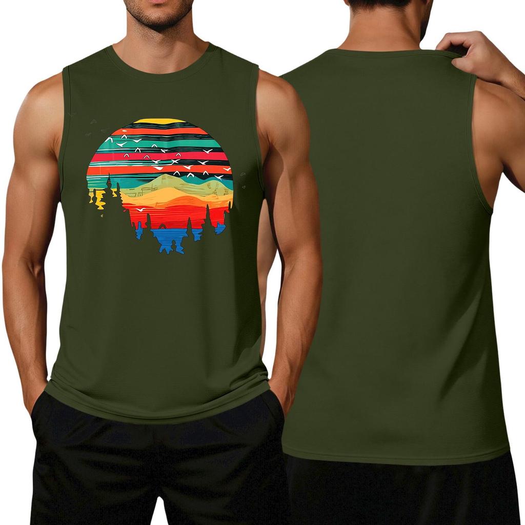 Men's Loose Casual Hawaiian Print Sleeveless Top