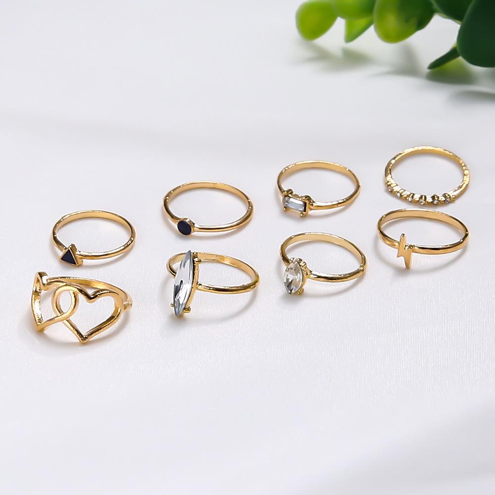 Fashion Zircon Ring, Bohemian Love Lightning 8-Piece Set Ring For Women