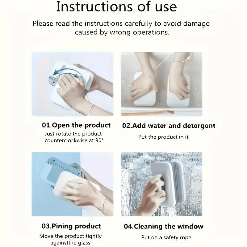 Double-Sided Magnetic Window Cleaner - Strong Suction Glass Cleaner For High Windows, Double-side Safe & Practical Household Cleaning Tool