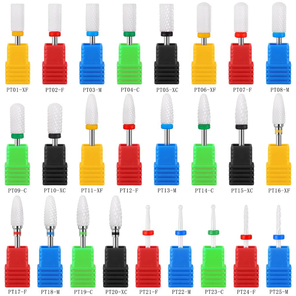 25 Types Ceramic Milling Cutter Nail Drill Bit Electric Manicure Pedicure Mill Bits Machine Files Nail Art Tools Equipment