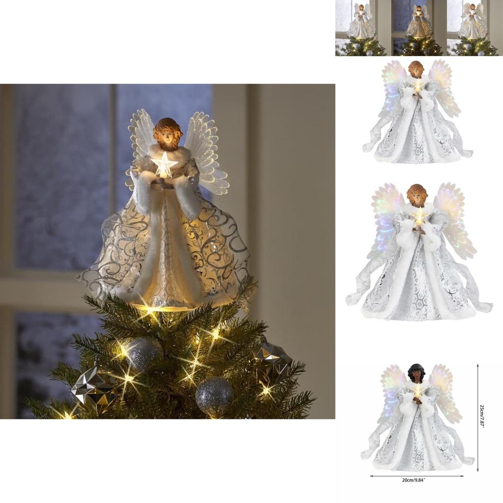 Shimmering 9.8in Led Tree Topper Angel Ornament Perfect For Any Tree