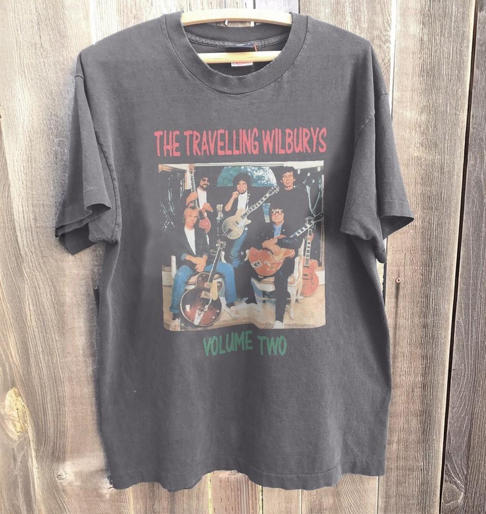 New RARE The Traveling Wilburys Volume Two Charcoal Cotton Tshirt Unisex T-Shirt M