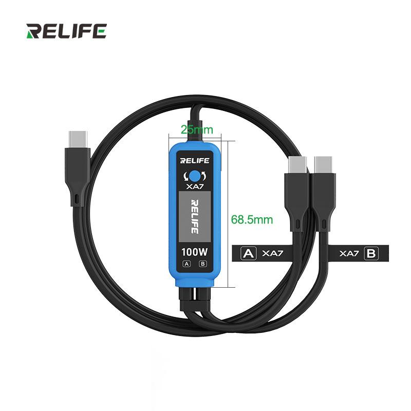 

RELIFE XA7 Digital Display 1-to-2 Fast Charging Cable for IP Android Type-c Devices Dual-port Smart Power Distribution Line