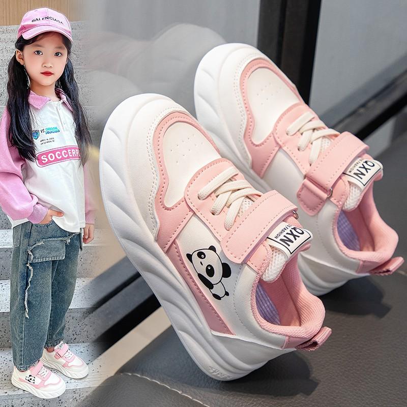 Girls Board Shoes Breathable Spring and Autumn New Leather Surface Casual Panda Classmates Middle School Children Non-slip Soft Sole Boys Sports Shoes