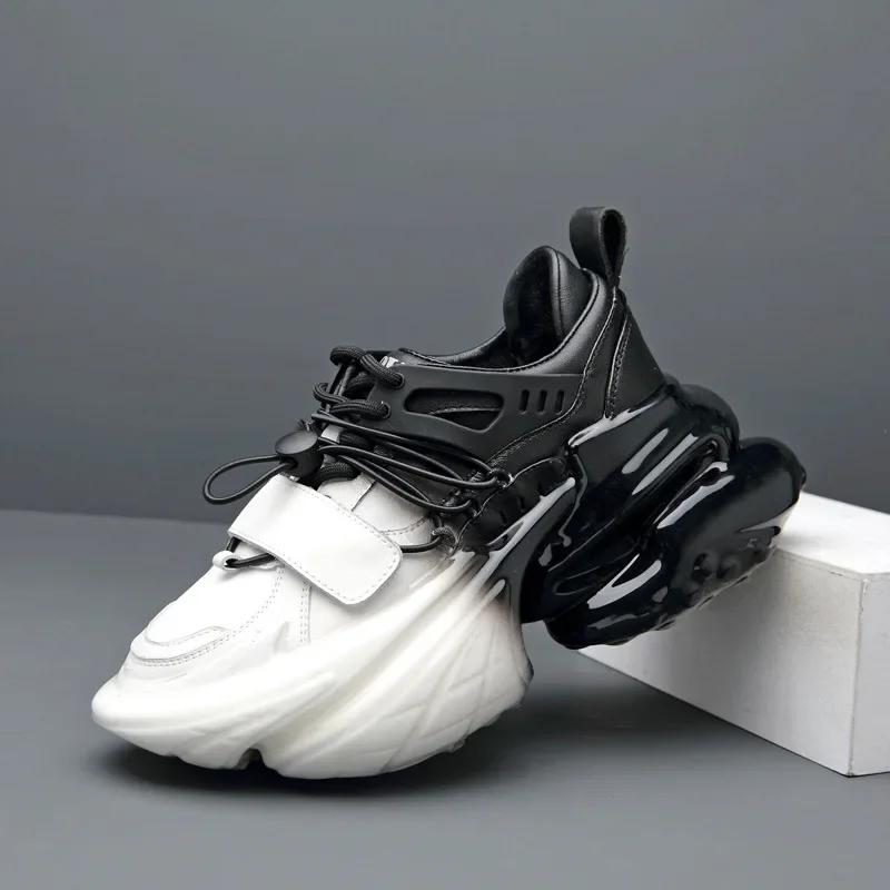 FashionChunky Sneakers Plus Size 45 Herren Designer Sportschuhe Mode Lässig Leder Stoff Atmungsaktiv Höhe Erhöhte Plateauschuhe