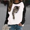 Autumn High Quality Women's Round Neck Long Sleeve 3D Printed Pet Cat Pattern Fashion Casual Women's Plus Size XXS-6XL