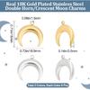 Beebeecraft 12Pcs 2 Colors 18K Gold Plated Moon Charm Silver and Gold Double Horn Dangle Charms with Plastic Box for DIY Necklace Earrings Bracelet