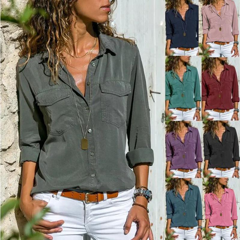 

Vintage Solid Long Sleeved Casual Lady Shirt Casual Solid Loose Oversized Blouses Women Fashion Female Clothing 3XL джинсовий синього кольору