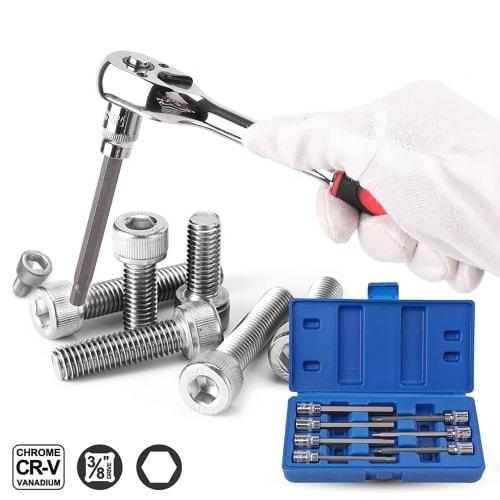 HFS (R) 7-Piece Hex Bit Socket Set with Ratchet Wrench