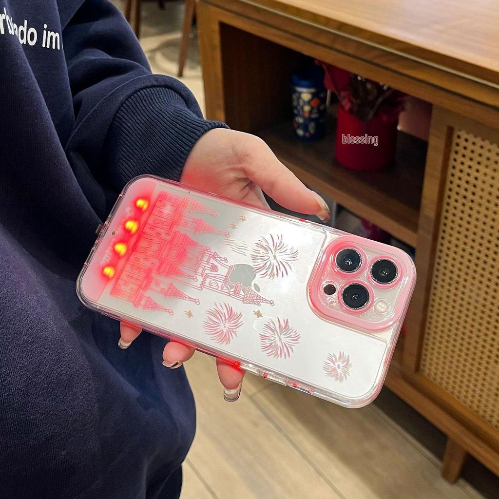 iPhone 17 Pro Max Luminous Fireworks Dream Castle Anti-Drop Flash Case