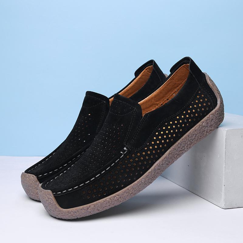 Fashion 2025 New Summer Men's Pig Skin Cave Snail Lightweight Shoes Fashion Brand Men's Breathable Outdoor Casual Low Top Driving Shoes