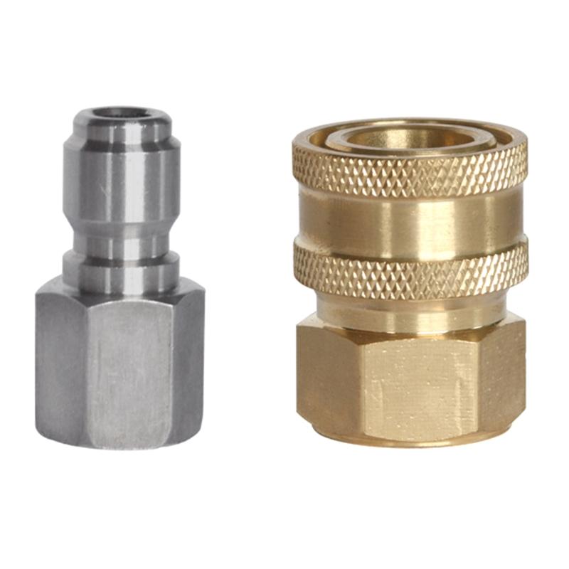 2Pcs Pressure Washer Adapter Quick Disconnect kits NPT 3/8 1/4Inch Stainless Steels Male and Female Quick connectors kits