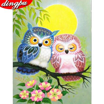 Pintura com diamantes Mosaico Coruja Amante 5d Pintura Diamante Ponto Cruz Animal