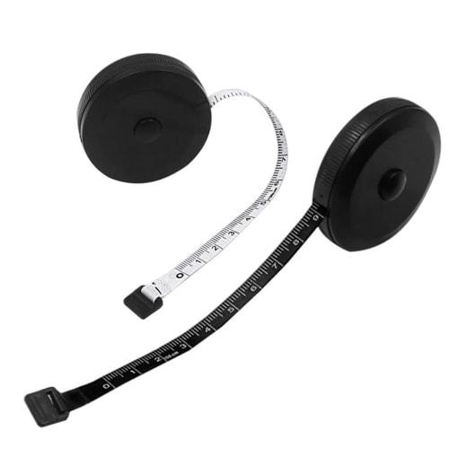 XSAJU Tape Measure, 1.5m, Black, Set of 2, One-Touch Rewind, Double Graduations, Sewing Measurement