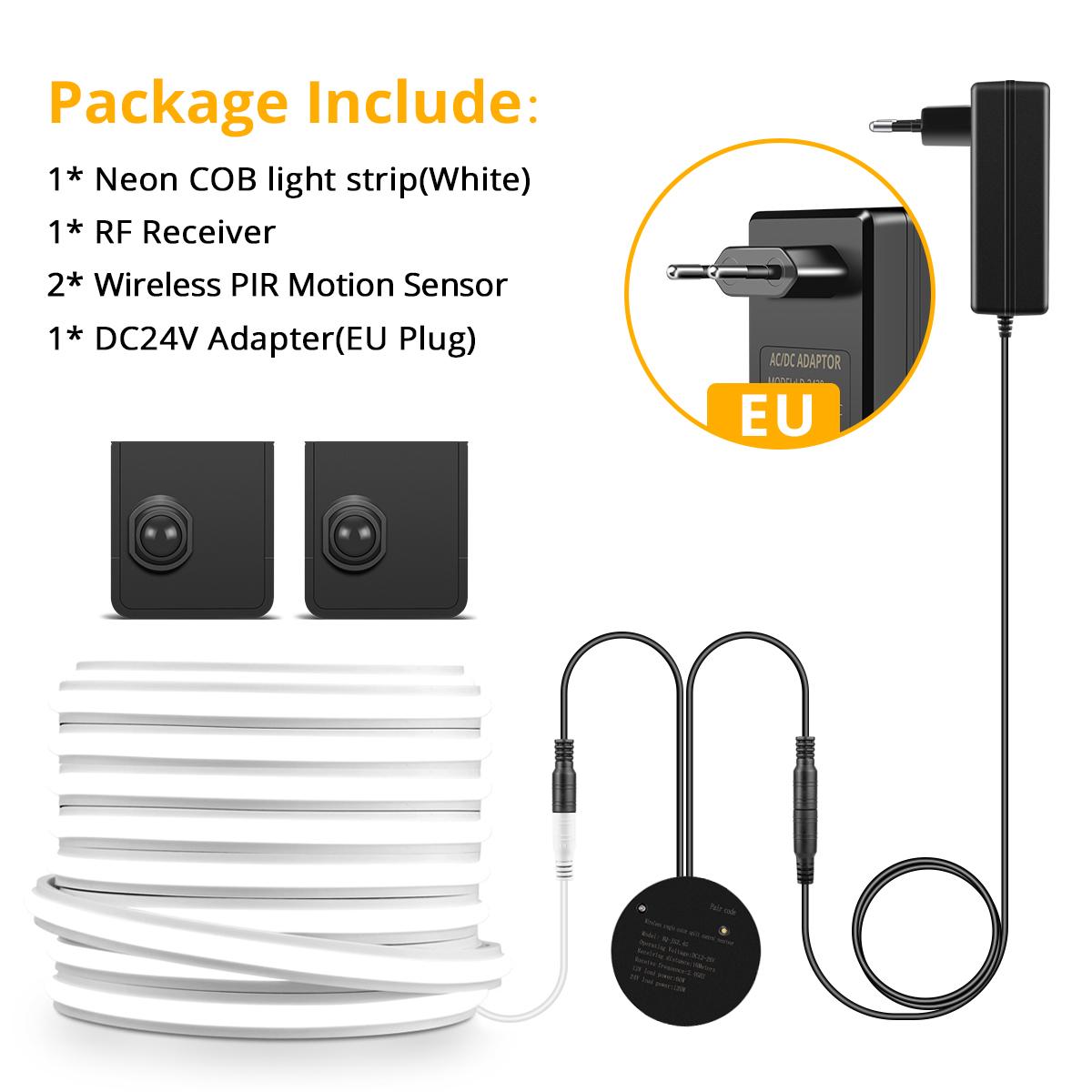 

Entrance Stair Corridor Smart Night Light Strip 24V Solid Silicone COB LED Neon Tape Install Anywhere Portable PIR Motion Sensor 3m