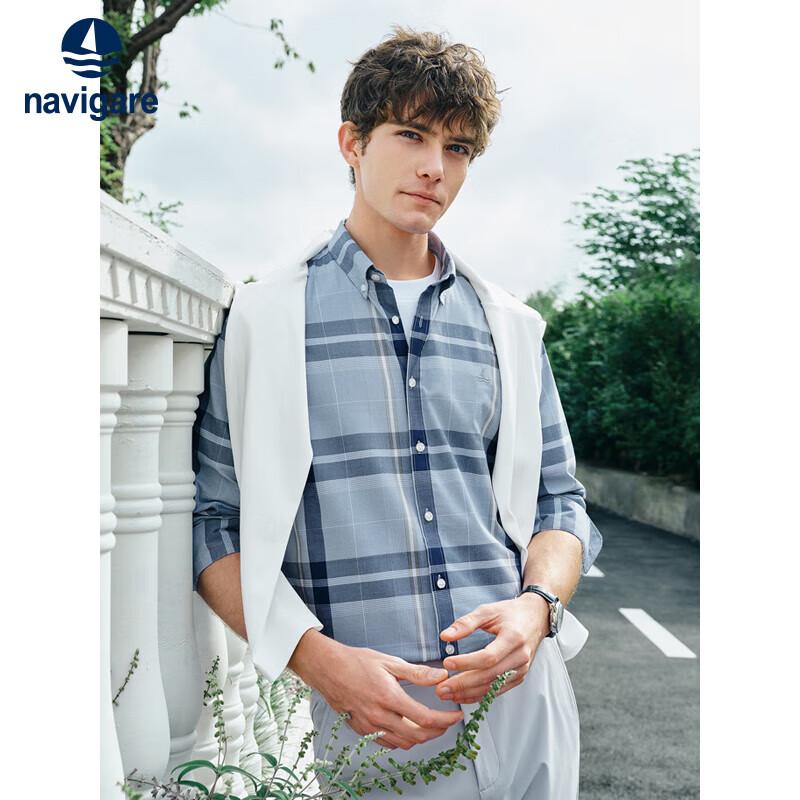 Navicare Men s Cotton Long-Sleeve Casual Plaid Shirt XXL/43