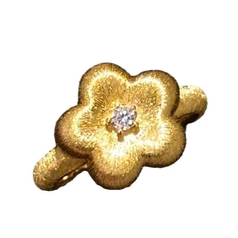 Semplici Anelli di Fiori Spazzolati Dignitosi per Donna Lusso Leggero Novità Anello di Fidanzamento Zircone Dignitoso Squisito di Alta Qualità
