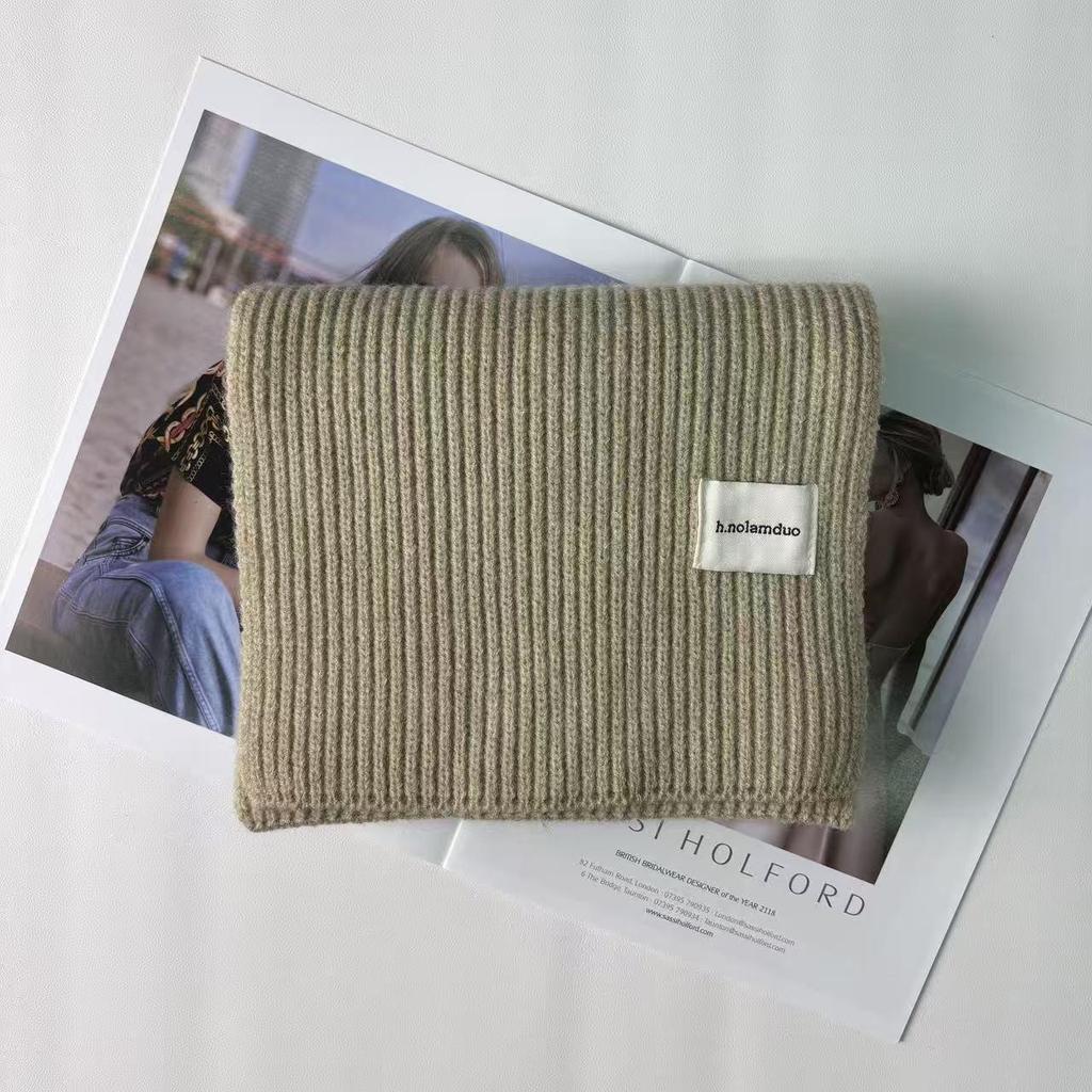 Korean Style Cozy Knitted Wool Scarf for Women - Winter Warmth with Versatile Neck Protection & Couple-Friendly Design