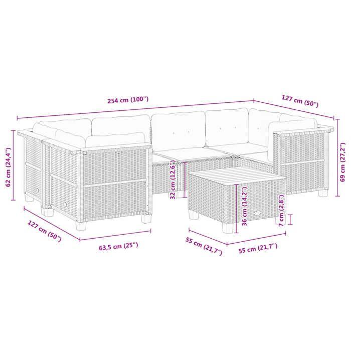 VidaXL Salon de jardin avec coussins 7 pcs gris résine tressée 3261744