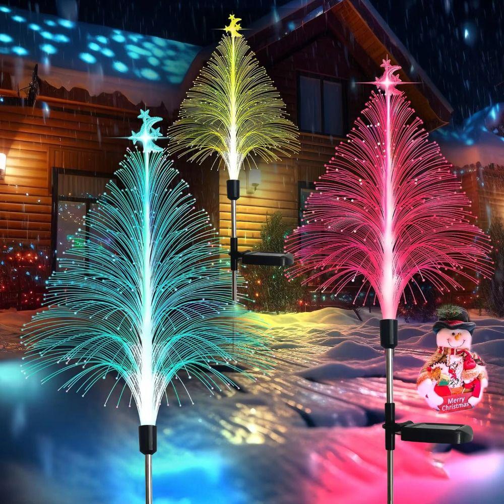 5-Layer Fiber Optic Reed Lamps Color Changing Solar Powered Lights  Christmas Tree