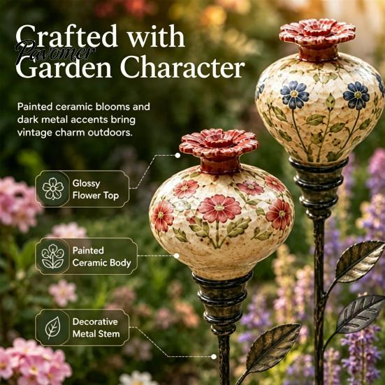 Nature Inspired Outdoor Decor Hummingbird Feeder Garden Stake, Vintage Resin Flower Decorative Feeder, Wild Backyard Wildlife Decoration Bird