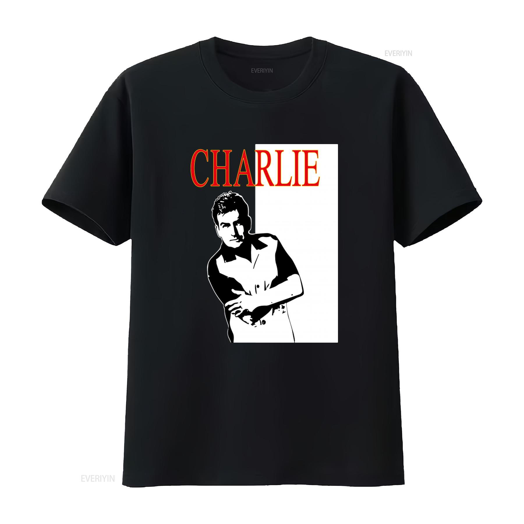 

Charlie Harper Sheen Comedy Two A Half Men Print T Shirt for vintage Washed Versatile Soft streetwear Stretched Slightly Casual 4XL