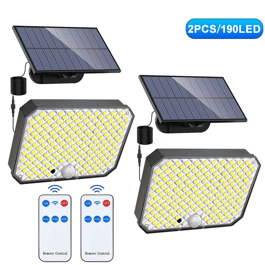 318/200 LED Solar Light Outdoor Super Bright 3 Modes Motion Sensor Wall Lamp IP65 Waterproof Street Light with Remote for Garden
