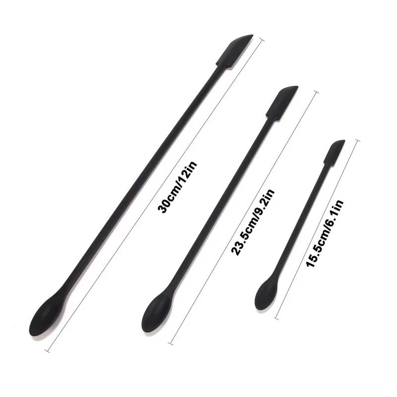 

3Pcs Mini Silicone Spatula Set Double-Ended Jar Spatula Small Kitchen And Beauty Reusable Tiny Spoon Spatula for Cooking And Mak 3Pcs чёрный