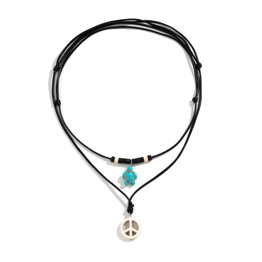 Bilayer Starfish Pendant Necklace Boho Style Sea Turtle Beach Choker Conch Shell Necklace  Vacation