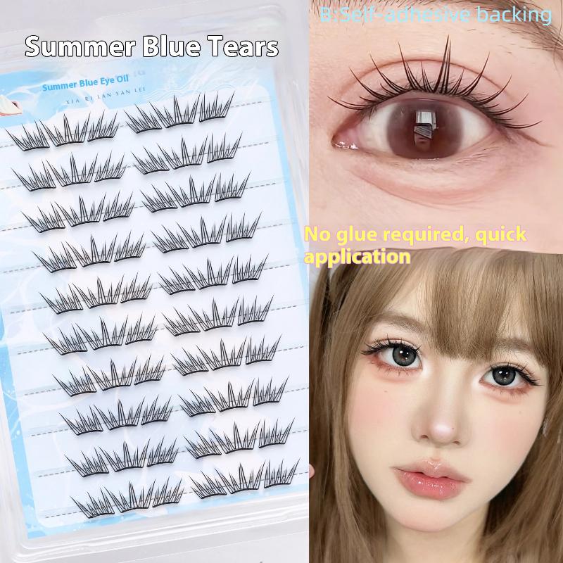 

10 Rows Voluminous Glue-Free False Eyelashes 5D Fluffy Thick False Apply Extension Natural Lash Easy Segmented Curling Eyelashes