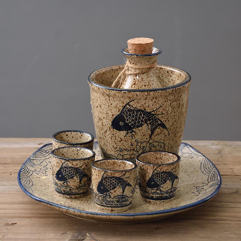 Carafe à vin simple Céramique Service à vin japonais Carafe à saké Shochu japonais Tasse à vin Service à saké Service à vin de bar Vaisselle de restaurant
