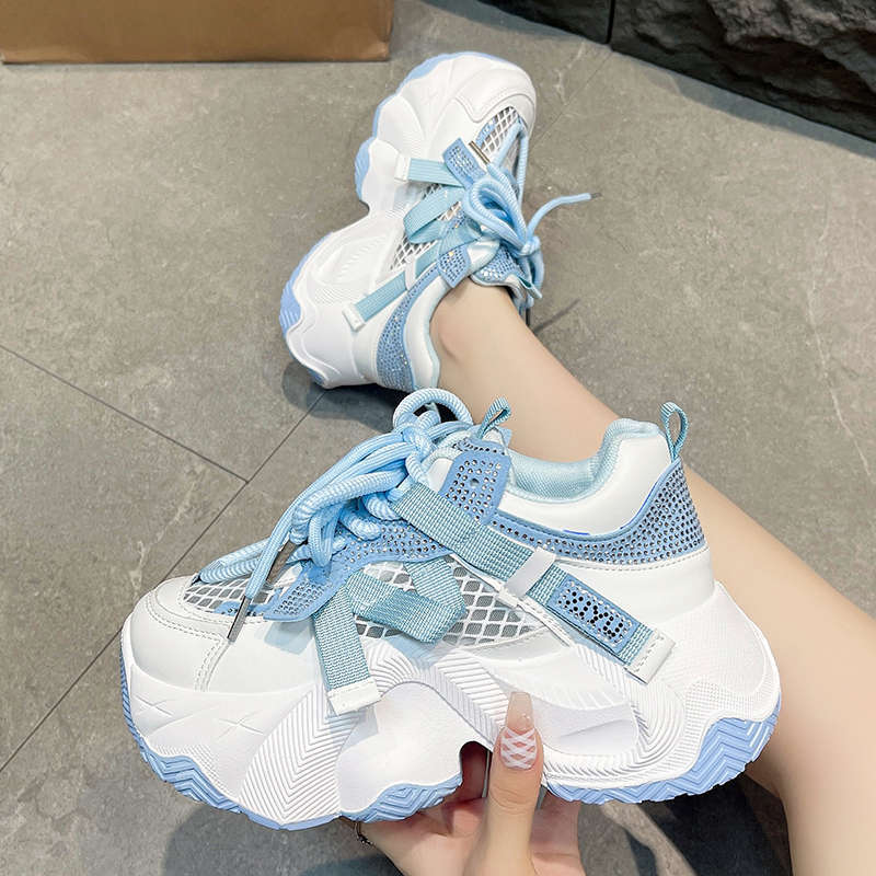 2025 new autumn breathable mesh women's shoes thick-soled heightening dad shoes versatile casual sports shoes running shoes