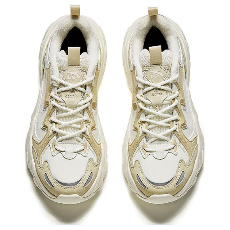 Anta Panshi Comfortable Fashion Non-Slip Wear-Resistant Low-Top Casual Shoes Women Sneakers White Yellow 122448865-8