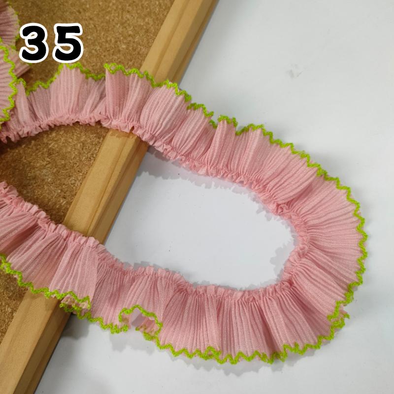 1M Lace Ribbon Sheer Chiffon Elastic Ruffle Ribbon Lace Trim for Dress Diy Apparel Sewing Fabric Wedding Party Accessories New