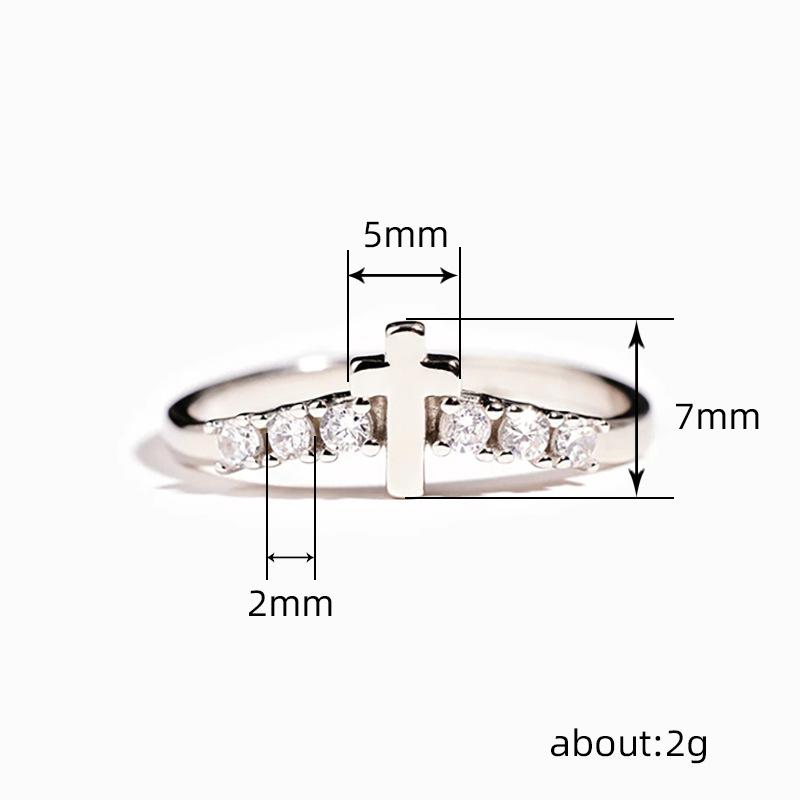 Kreuzring Frau, Nischendesign Zirkon Schwanzring, Reihe Diamant Zirkon Reihenring Modering Frau