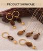 Maillard Geometric Tiger Eye Oval Pendant & Earrings Set In 18K Gold-Plated Titanium Steel