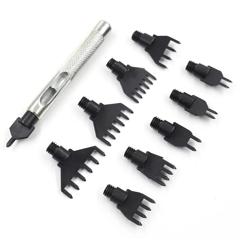 

1set Interchangeable Rhombus Cutting Punching Set, Sewn-stitch Diamond Chopper Straight Cut, Leather Rope Belt Puncher Tool Set