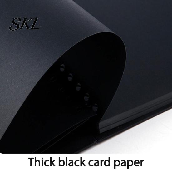 Family Photo Album Album, 6 Inch Cardboard with Black Paper Pages for DIY Memory Handmade Scrapbook Keeping, Portable Vintage Travel Celebrations,
