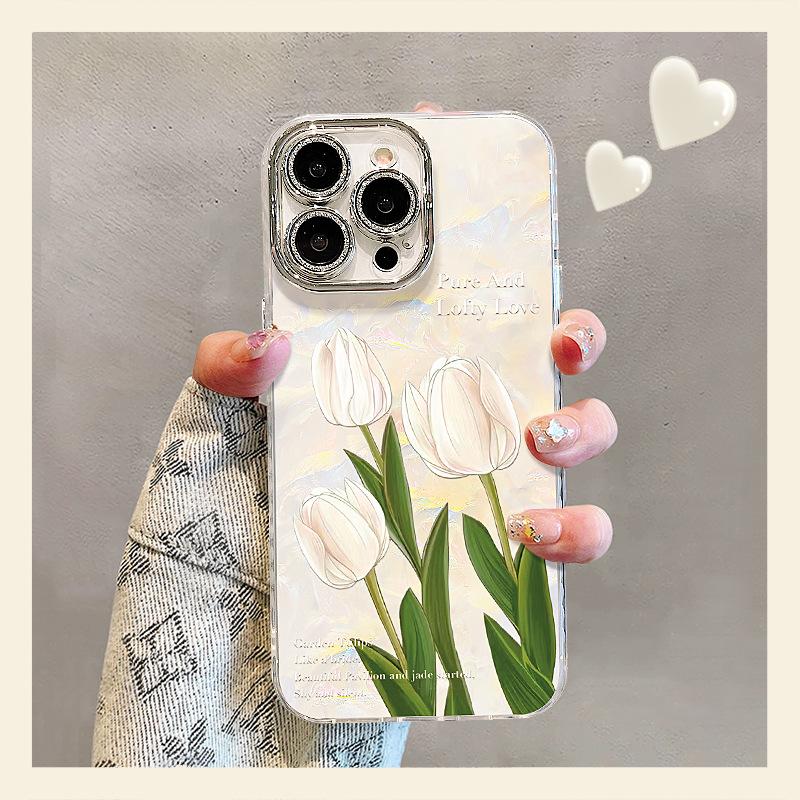 Applicable To Apple 17promax Mobile Phone Case 16 White Tulip Bracelet Mate80 Premium Sense 15 Fresh 14 All-inclusive