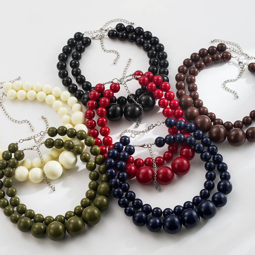 Trendy Personalized Design Big Small Round Bead Beaded Necklace Set Exaggerated Simple Fashion Choker Necklace For Women