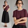 Wudao Women's Modal Faux Two-Piece Beaded T-Shirt