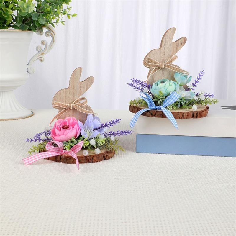 Holz Osterhase Skulptur Tierfigur Ornament Frühling Heimdekoration Für Kaminsims Bücherregal Tischplatte Display
